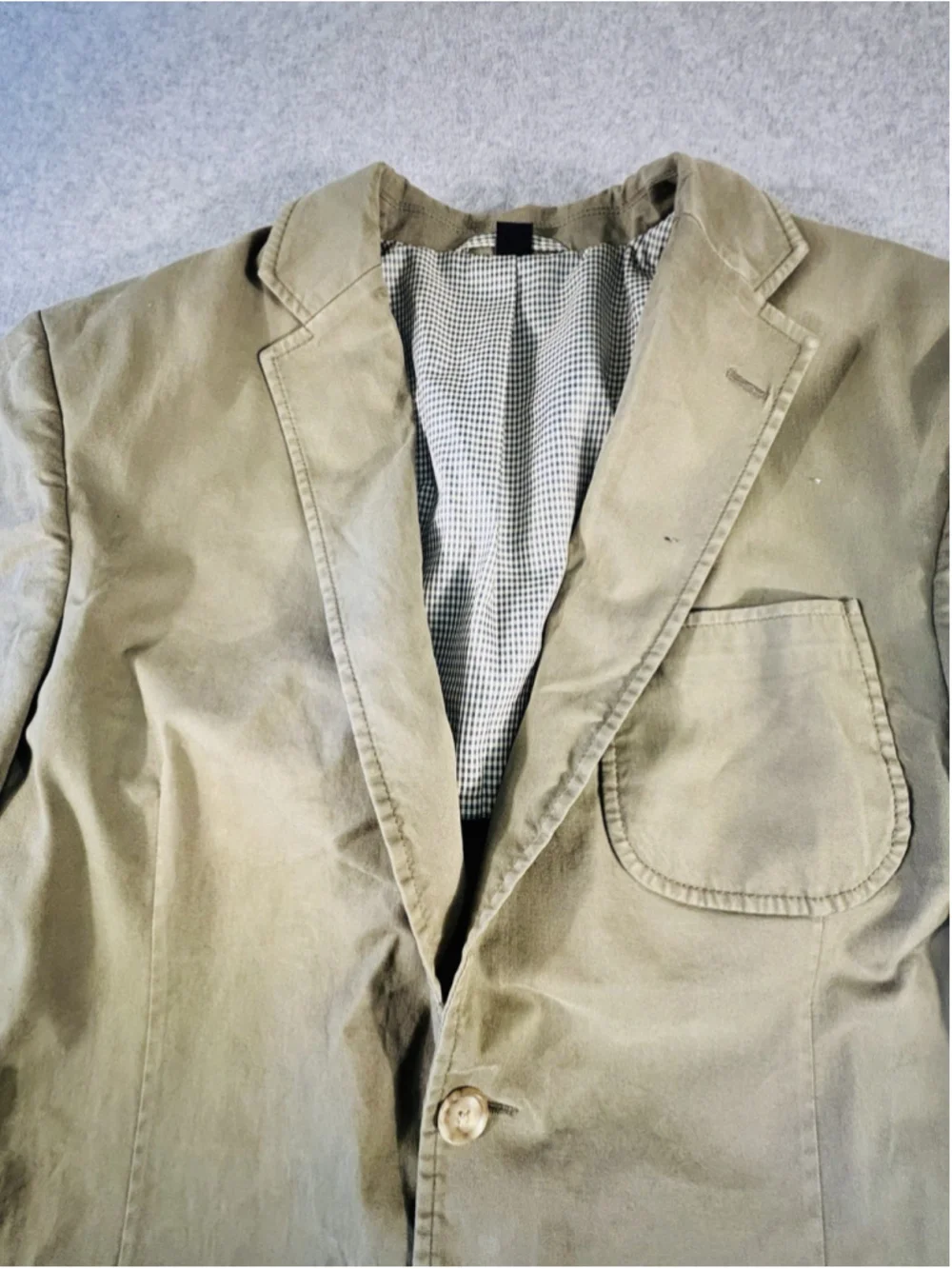 Coconut Grove Mens 40R Khaki Cotton Blend Blazer Sport Coat Patch Pockets